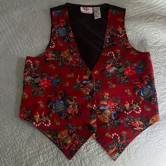 Vintage Red Festive Men's Vest - Picture 1 of 2